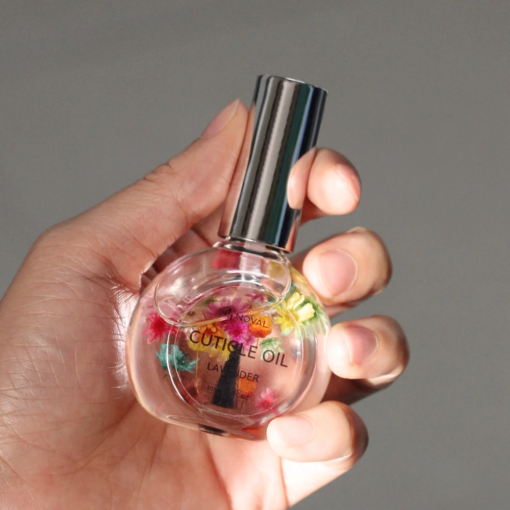 30ml Organic Natural Cuticle Care Transparent Travel Size Cuticle Nail Oil With Dry Flowers