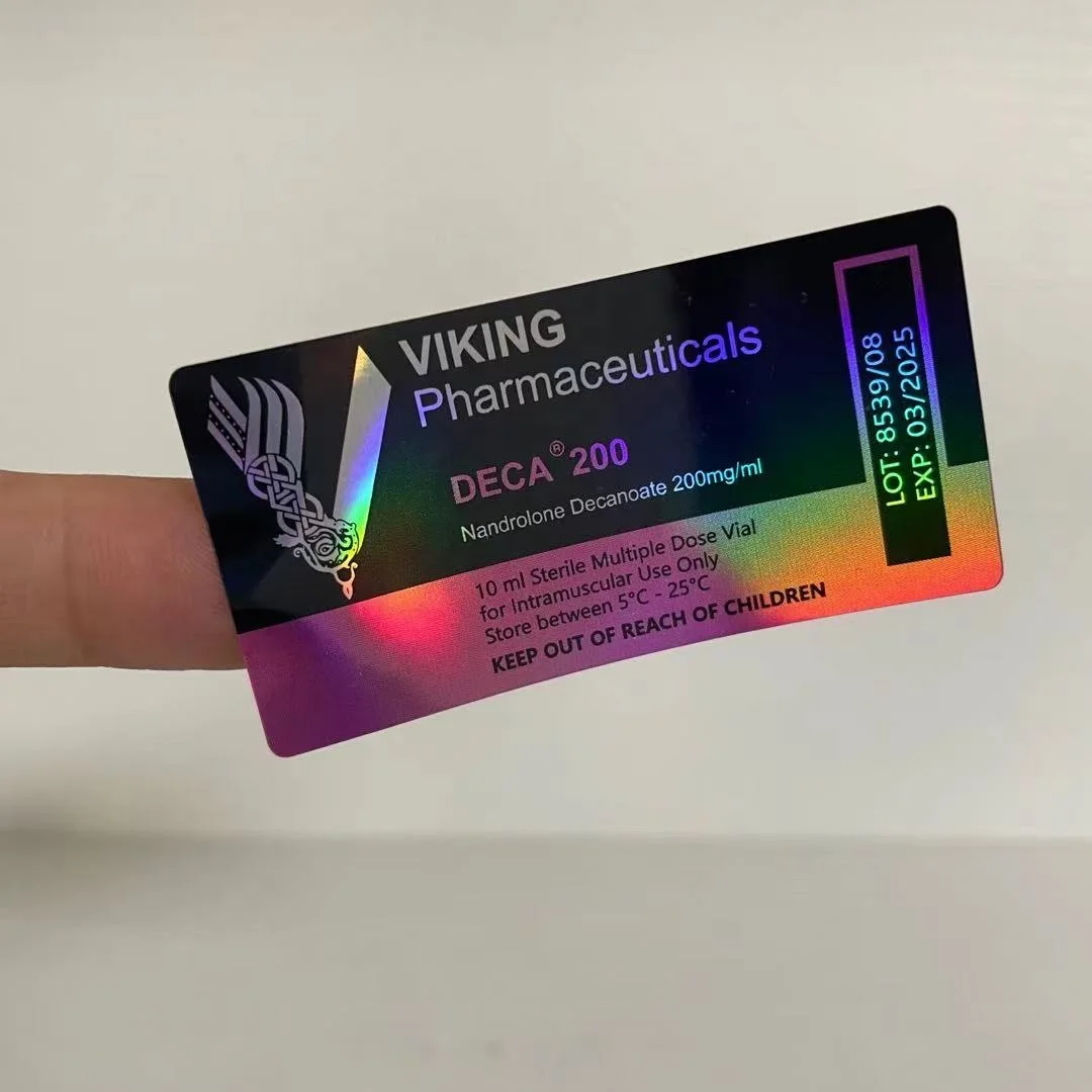 Viking Pharmaceuticals  Laser Holographic Strong Glue  10ml Vial Labels For Pharmacy Medication Bottles