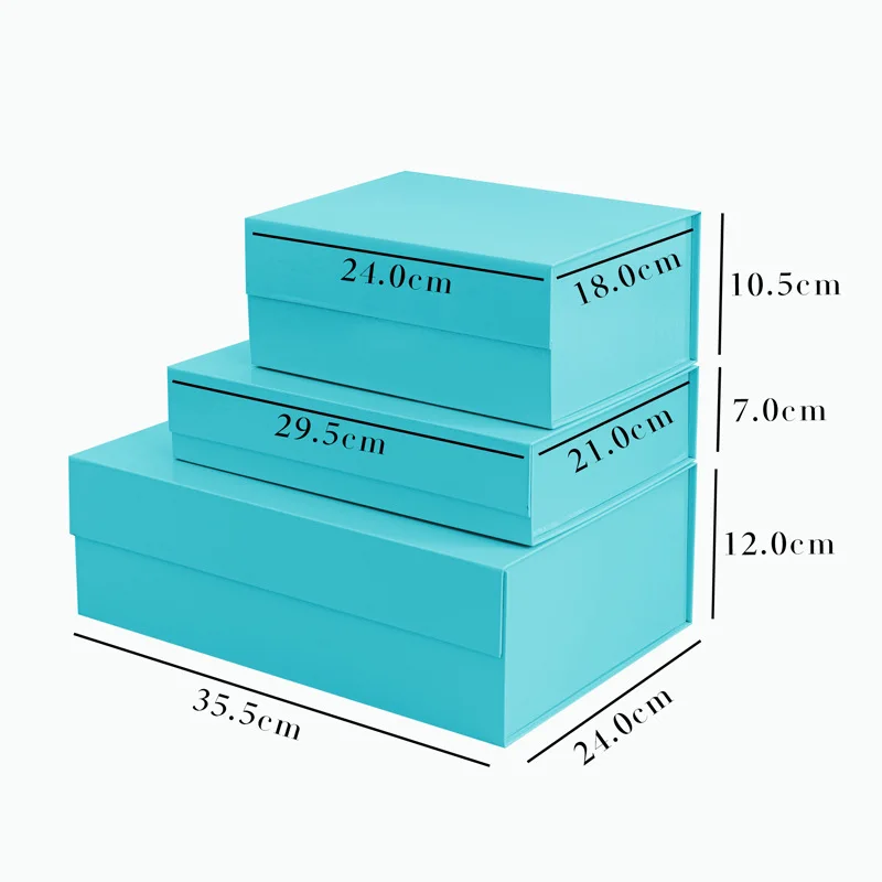 Custom gift packaging paper foldable magnetic gift box with ribbon closure