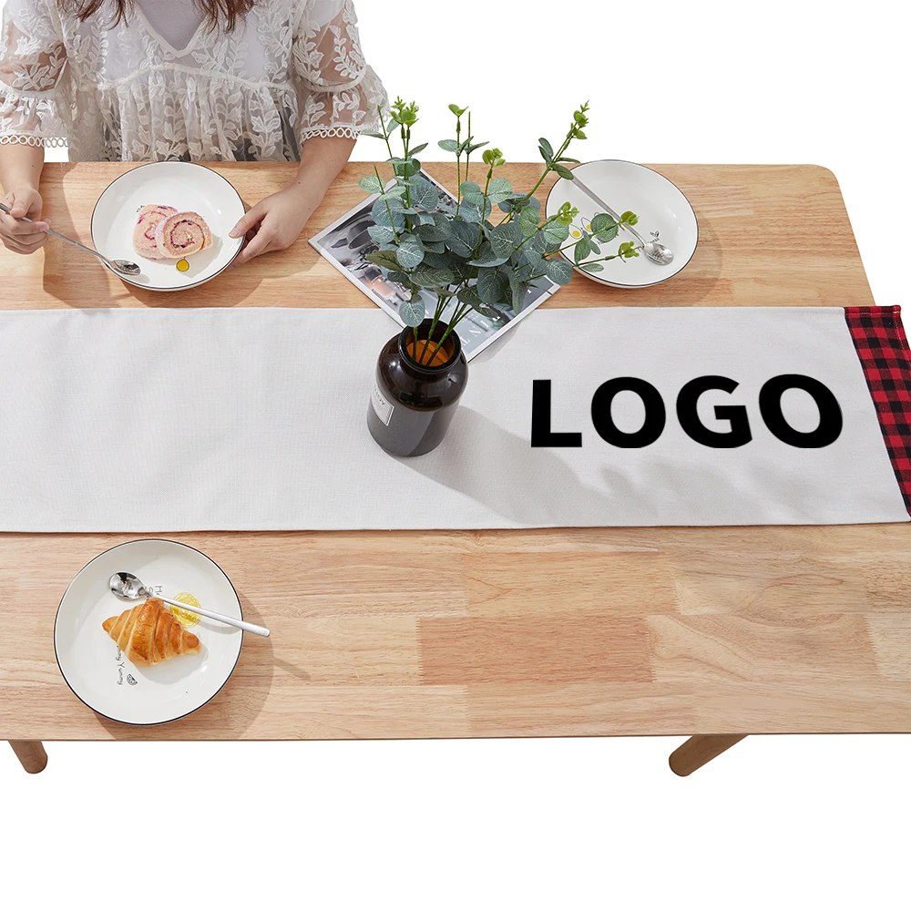 Factory Wholesale Solid Color Hotel Wedding custom logo pattern Stain Festive Table Runner