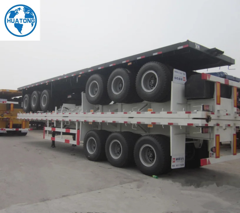 2/3 Axle Shipping Container Gooseneck Flatbedl Chassis Semi Truck Trailer Skeleton 40 Foot 45 Ft Steel HT Semi-trailer 40000kg