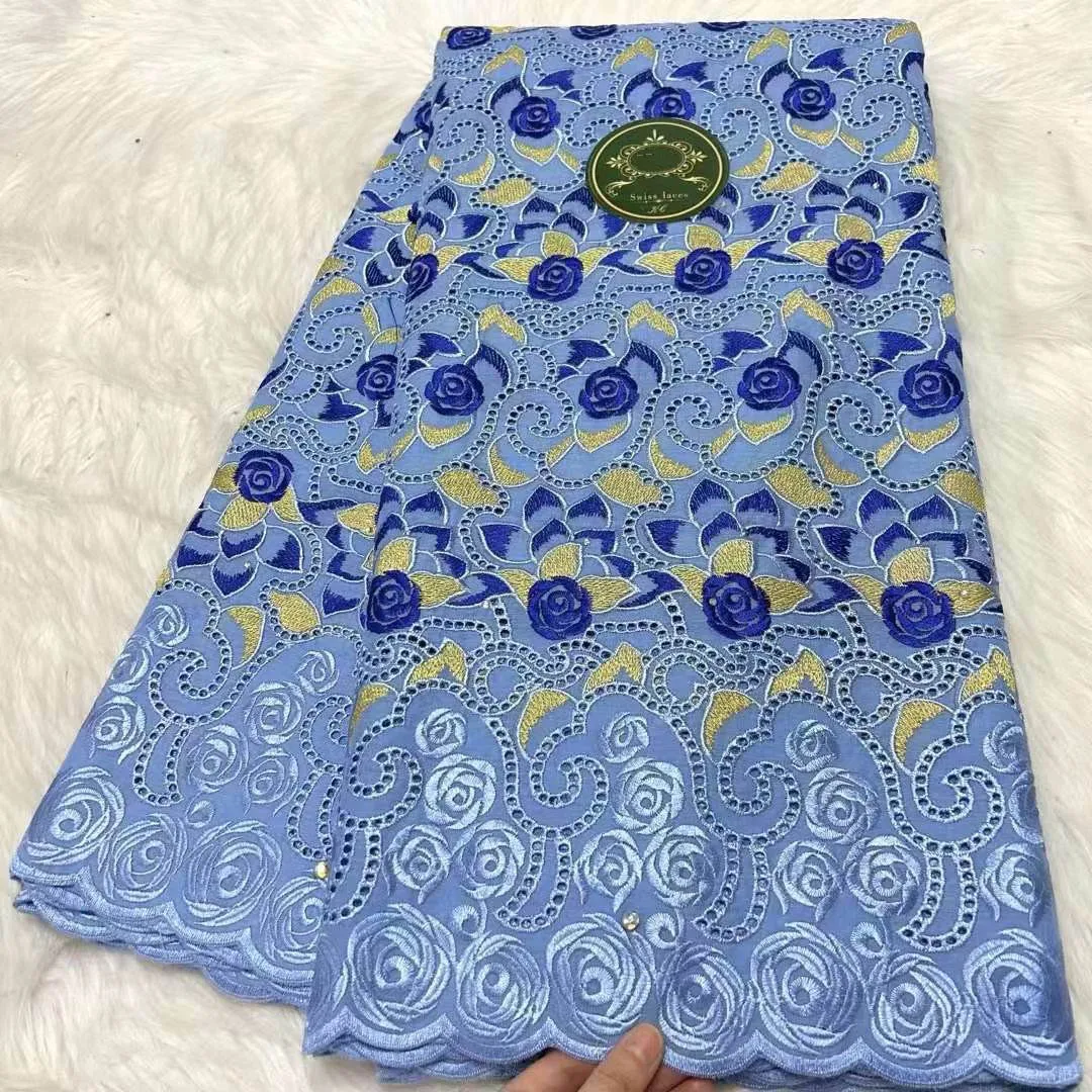Best Selling cotton lace ribbon With Stones Embroidery Cotton Lace Fabric For Party Dress High Quality Cotton Voile Lace