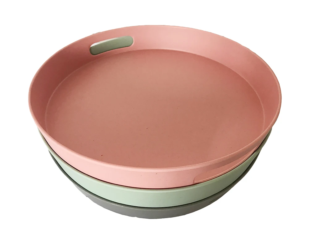 
Eco-Friendly Bamboo Fiber Round Serving Tray 12 Inch Round Tray 