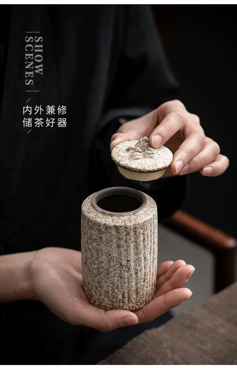 Mini 200ML Kiln Retro Stoneware Tea Canister Airtight Jar Home Candy Coffee Cookies Ceramic Storage Jar