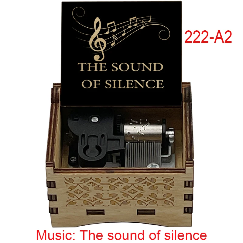 Sound of Silence Wooden Music Box 18 Note Wind Up Musical Movement Special Cute Wooden Gift for Friends Birthday