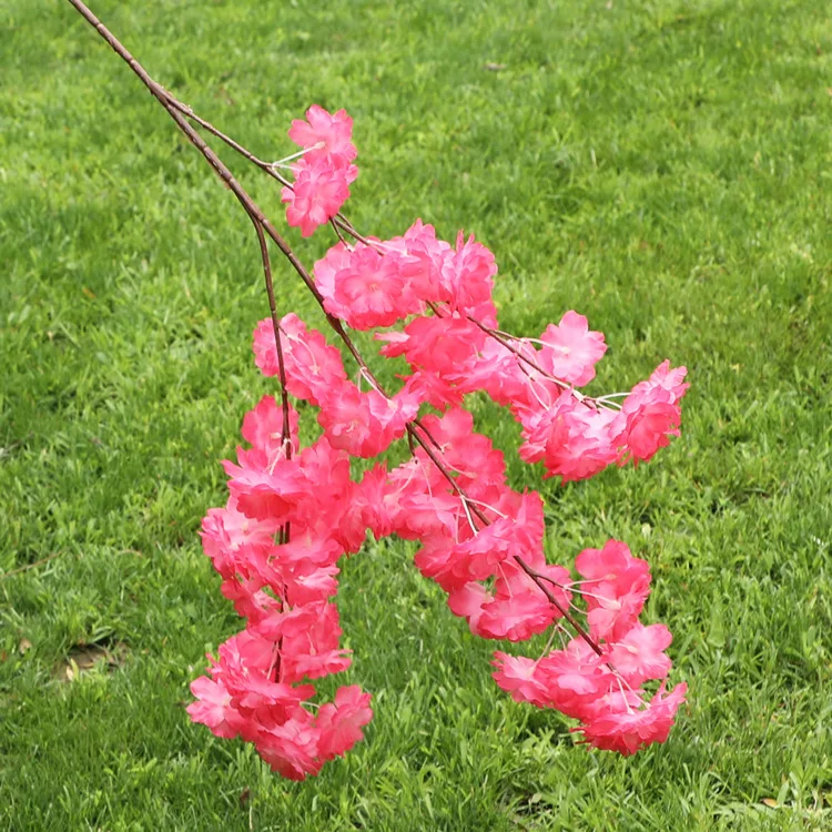Artificial Bunga Red Cherry Blossom Flower Flor De Cerejeira Sakura for Wedding Centerpieces