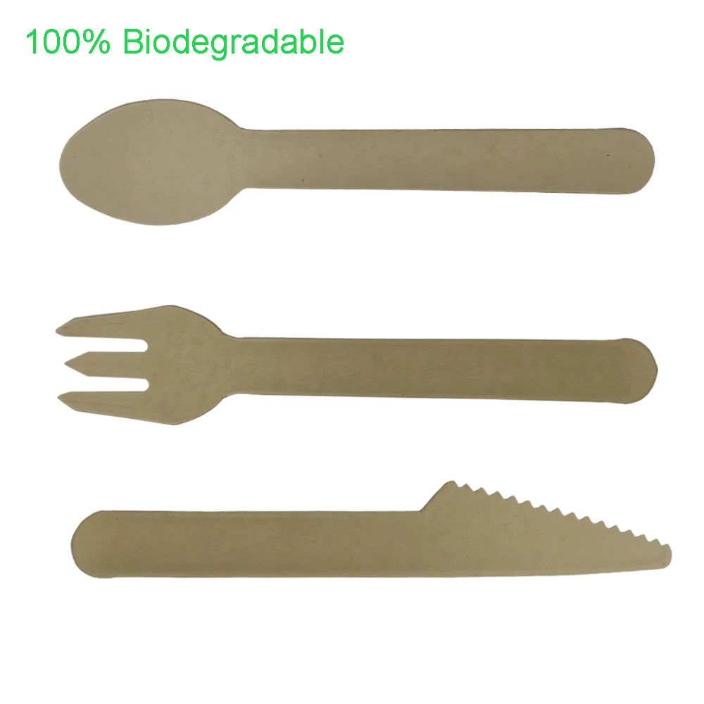 disposable biodegradable paper knife fork spoon  disposable spoon biodegradable spoon fork  cutlery biodegradable cake knife