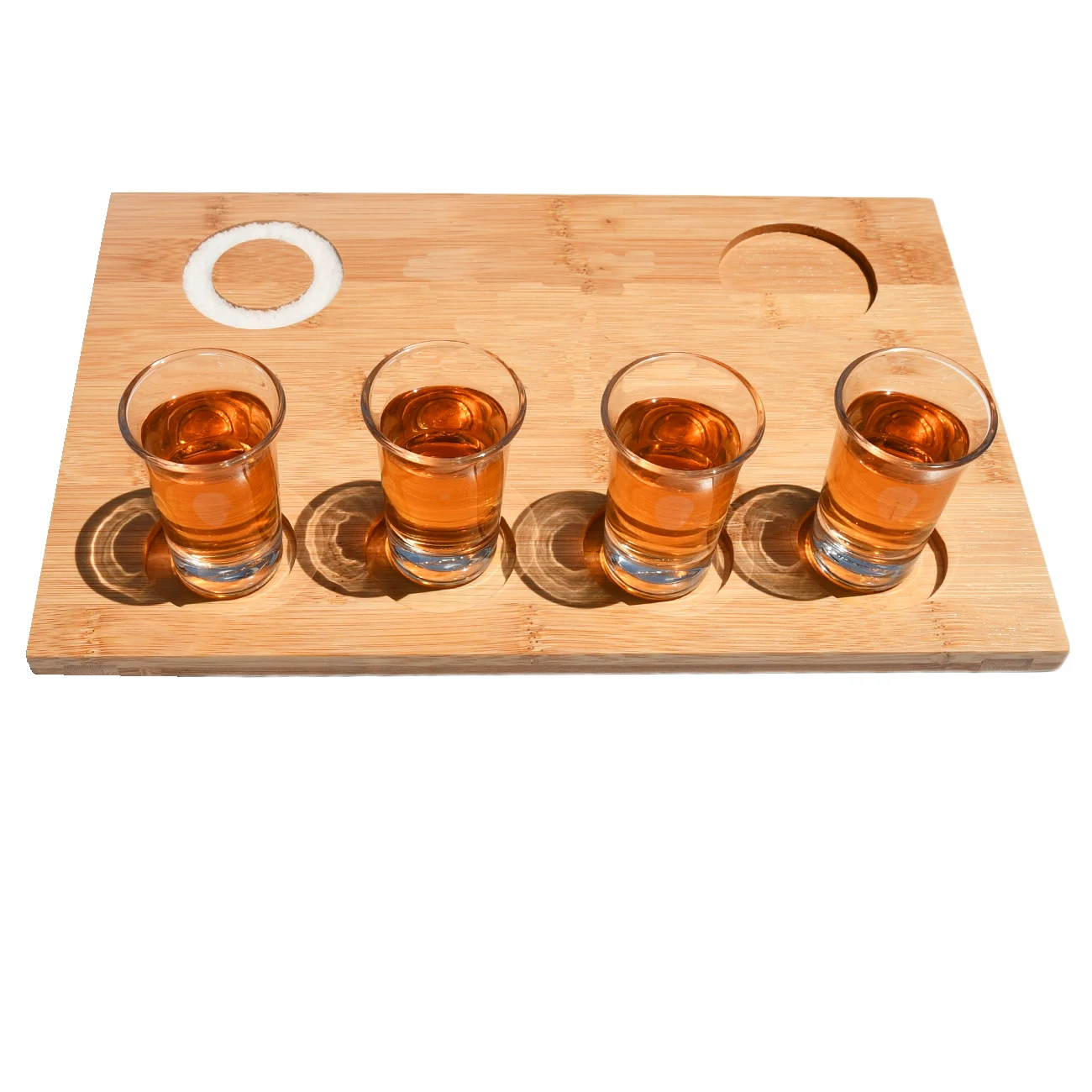 Personalized Engraved Tequila Flight Board Wine Liquor Shot Glass Holder Bar Serving Trays with Salt Rim for Family Party