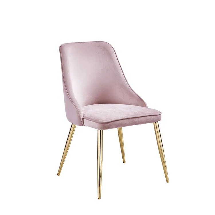scandinavian nordic modern cafe wing back arm pink tufted velvet chair contemporary classic design dining chair with metal legs