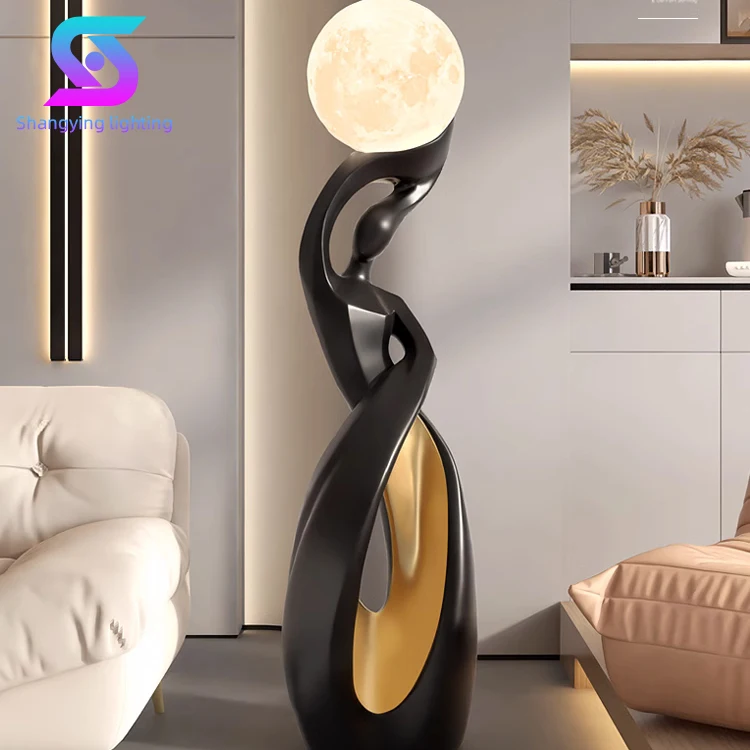 Отель гостиная угловая скульптура из смолы напольный светильник дизайнерский современный минималистский художественный Декор стоящий