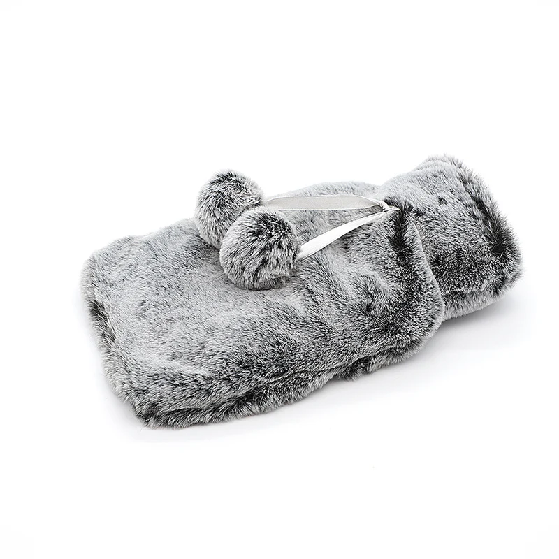 hot water bag gift set soft knitted socks and rubber hot water bottle with faux fur cover custom