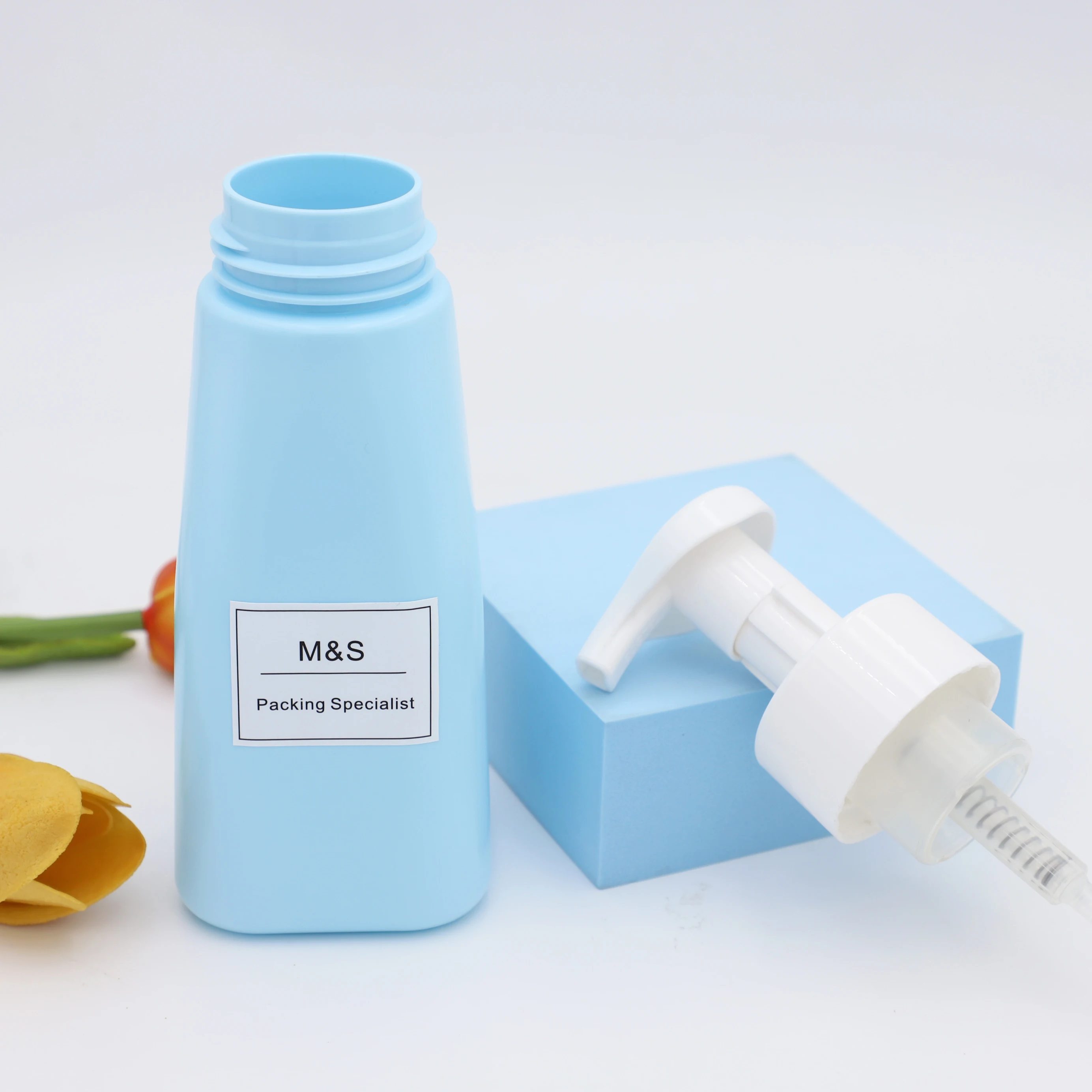 Empty 330ml Cone Shape Blue Plastic Foam Pump Bottle