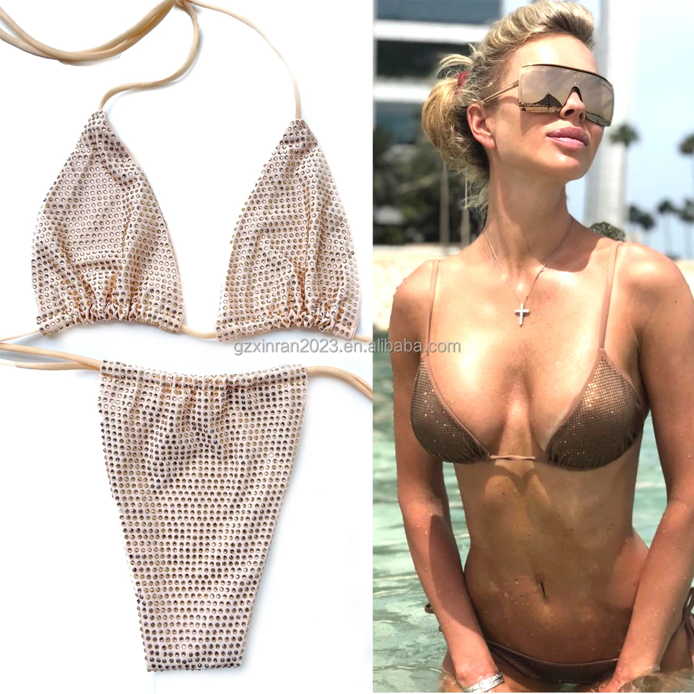 B003 Fashion shining Crystal Diamond thong bikini set sexy Rhinestone Bikini for girls