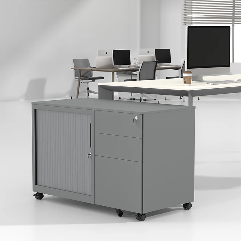 Steel Cabinet With 3 Drawer Storage Cabinet Office Mobile Pedestal Filling Cabinet Iron Filing Storage Caddy With tambour door