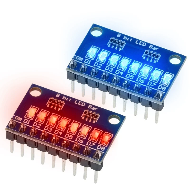 TZT 3.3V 5V 8 Bit Blue /  Red Common Anode / Cathode LED Indicator Module Diy Kit For Arduino NANO UNO Raspberry pi 4 Nodemcu V3