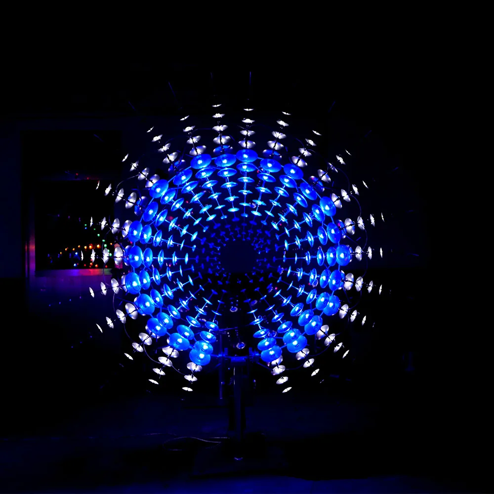 Customize Giant Outdoor Lighted wind kinetic spinner stainless steel LED lighted wind sculptures