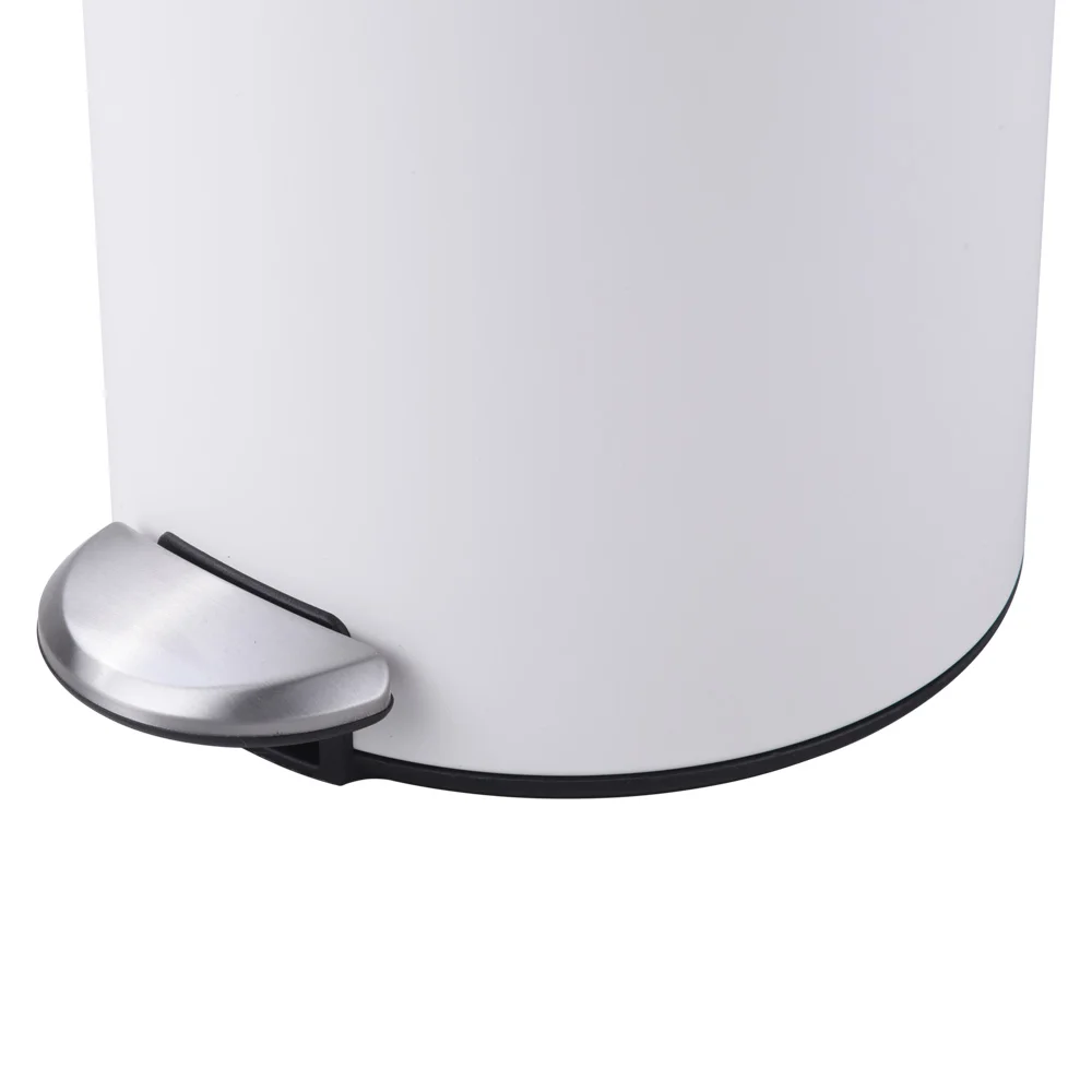 3L White Color Basics Cylindrical Open Mouth Small Trash Can Odor Control Garbage Can with Plastic Inner Bucket WBO096L03