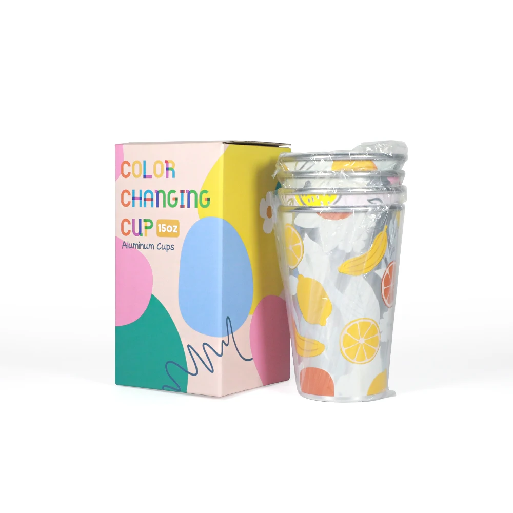 Summer funny promotion gift metal tumbler color cold changing cup Customized logo magic aluminum mug