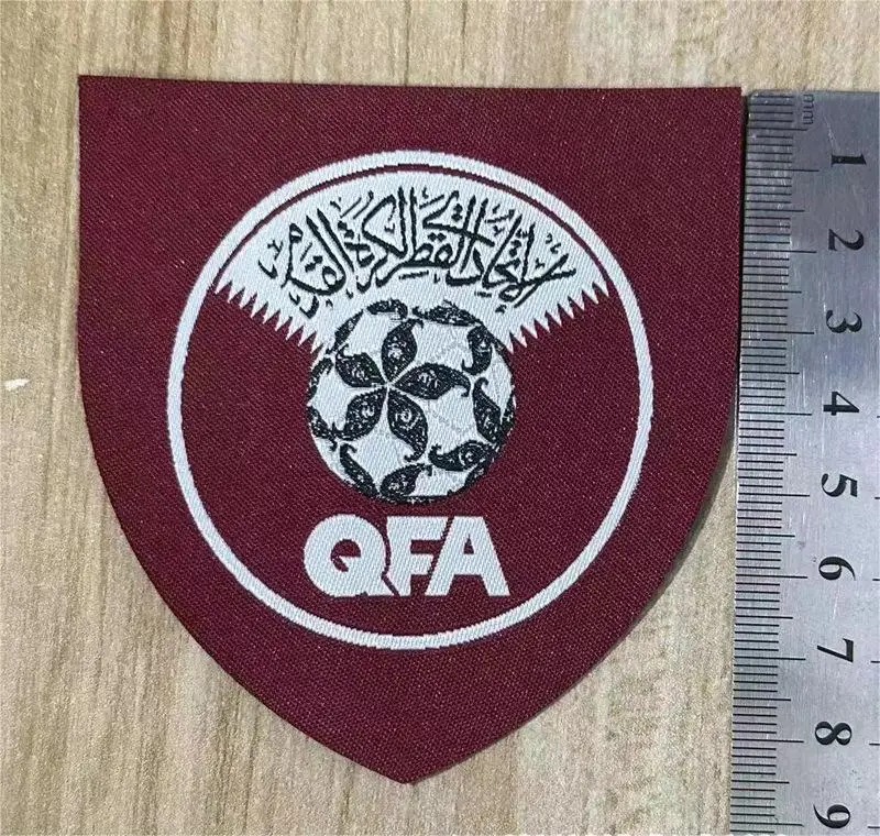 Wholesale QFA hot Iron on cloth sticker woven football team emblem Crest logo soccer league patches Heat Press sporting Badges