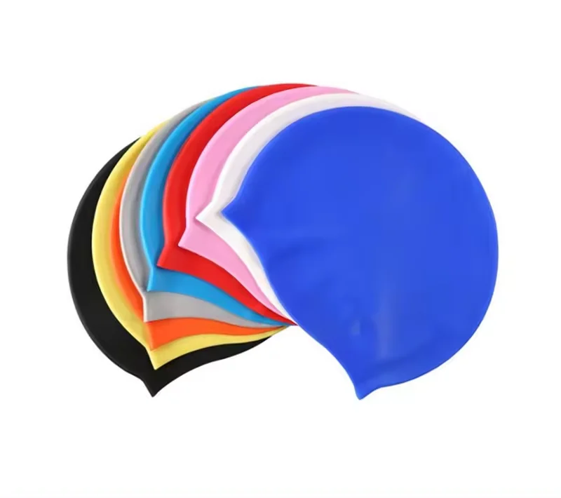 OEM Custom Logo Printed Pure Color Seamless Hat Silicone Swimming Caps For Women Swimming Long Hair