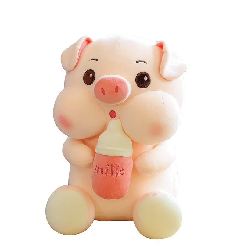 Wholesale Baby Bottle Pig Plush Doll Kawaii Soft Pig Plush Toy  Baby Bottle Pig Pillow Doll For Girls
