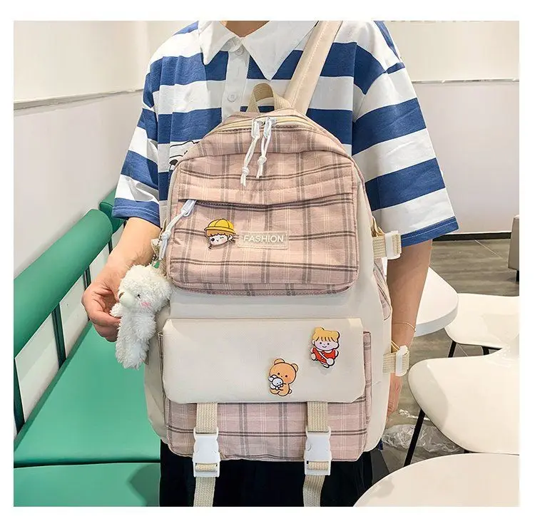 school backpack with lunch bag and stationary set custom 5 pcs set waterproof backpack girl daily