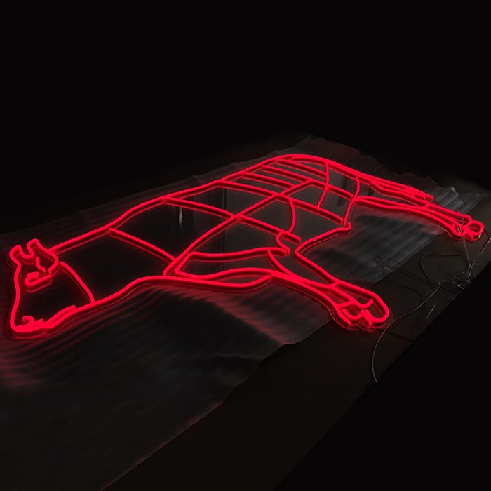 Hot Sale Low Cost Handmade Custom Led Flexi Brightness Front Lit Wall Mounted Red Bull store neon sign letters