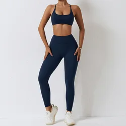 2023 gym fitness legging sets pushup woman fitness clothing top and leggings set for women