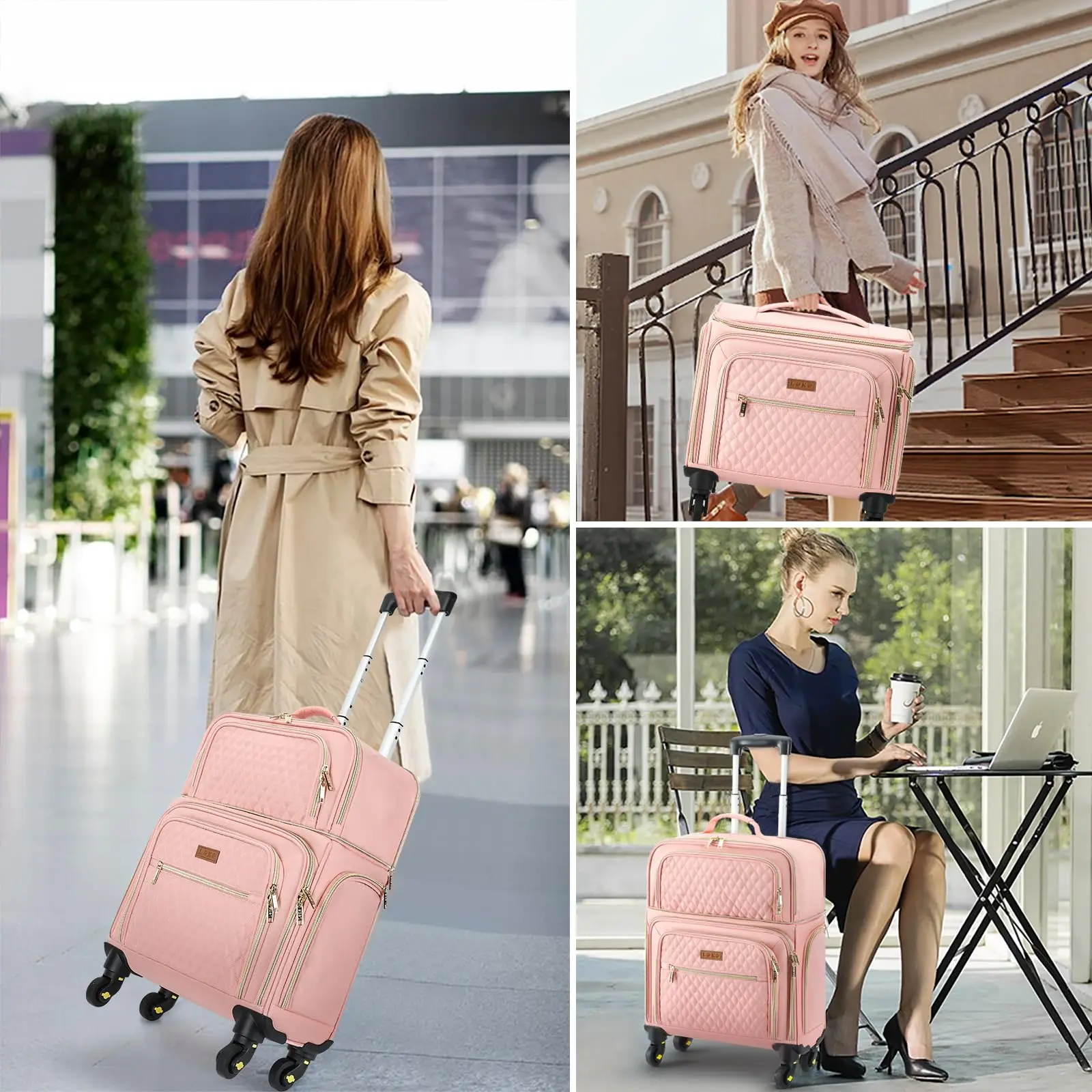 Custom Logo Travel Soft Luggage with Laptop Compartment and Detachable wheel Lightweight Suitcase Luggage