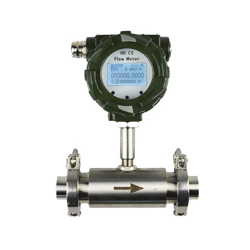 2' DN50 Cheap clamp turbine flowmeter with 4-20mA output 24VDC for water oil diesel