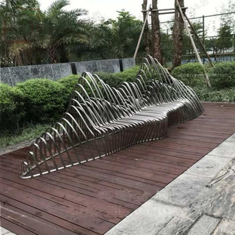 Factory Customized Stainless Steel  Modern Garden Park Decoration Metal Crafts Stainless Steel Rockery Chair Sculpture