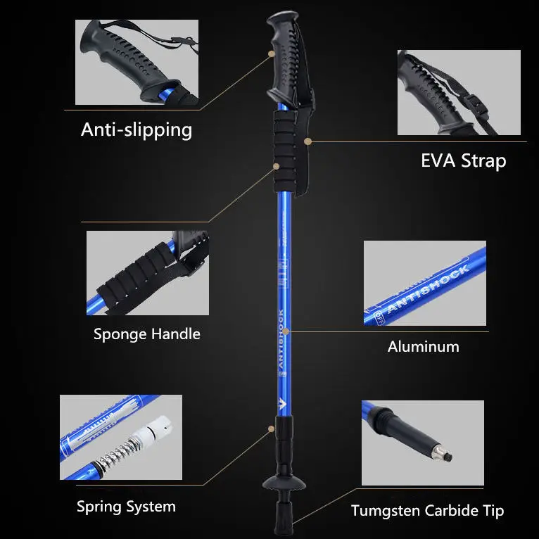 Wholesale Outdoor Ultra-light Carbon Trekking Pole Telescopic Folding Ultralight Trekking Pole Outdoor Camping Equipment