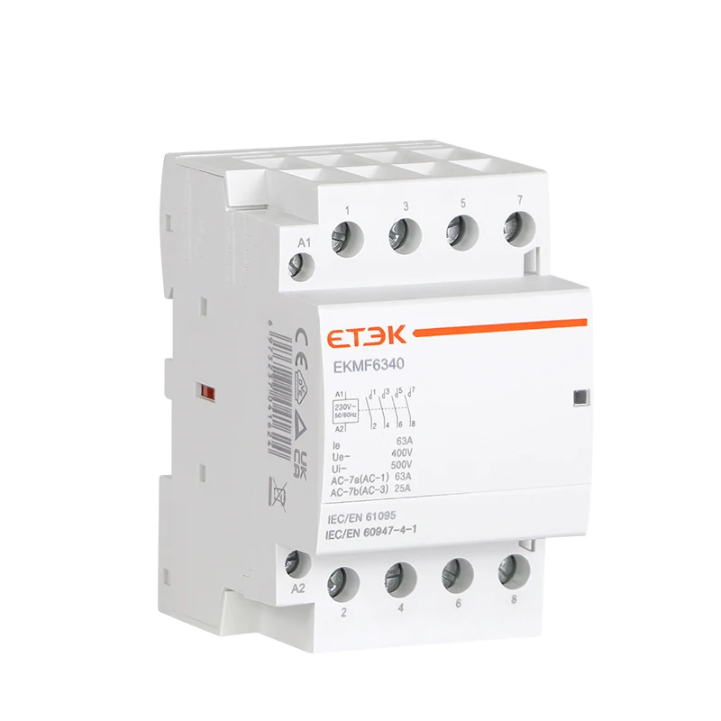 ETEK EKMF 4P 63A AC Household Contactor 230V Din Rail Modular with TUV CB test report CE Approval