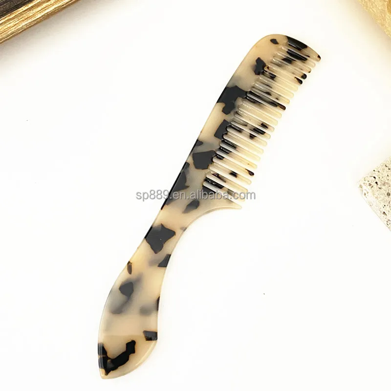 Manufacture Custom logo Handmade Cellulose Acetate Hair Comb  Plastic High Quality Acrylic Hair Comb