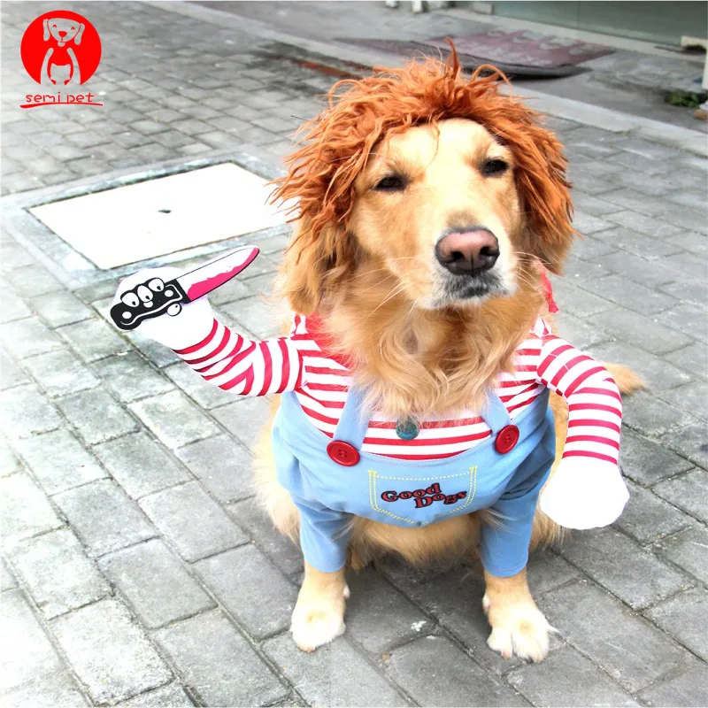 Pet Dog Halloween Clothes Dogs Holding a Knife Halloween Christmas Costume Novelty Funny Pet Cat Party Cosplay Apparel Clothing