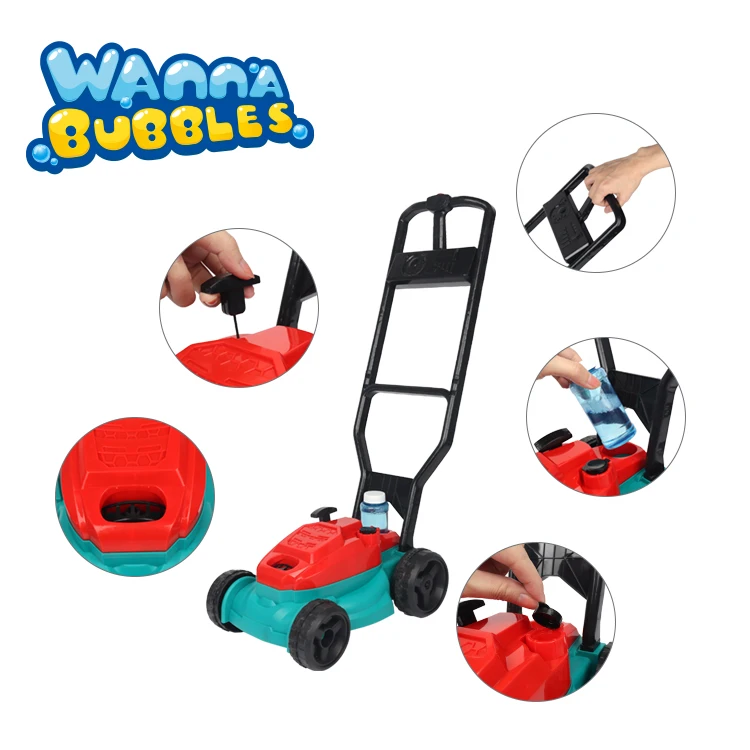 B/O Mega Bubble Lawn Mower Toy For Toddlers Electronic Plastic Bubbles Blower Machine Outdoor Toy For Kids Party Push Bubble Toy