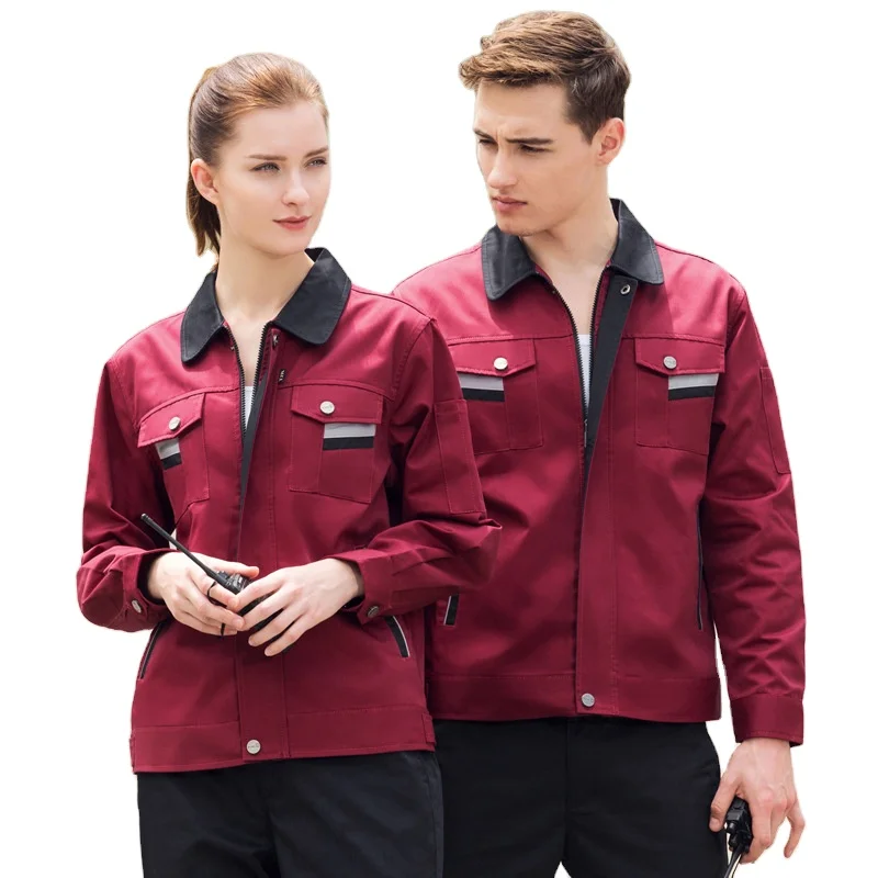 Cheap Men Jacket Resistance Workwear Pockets Overalls Unisex Polyester Work Uniform