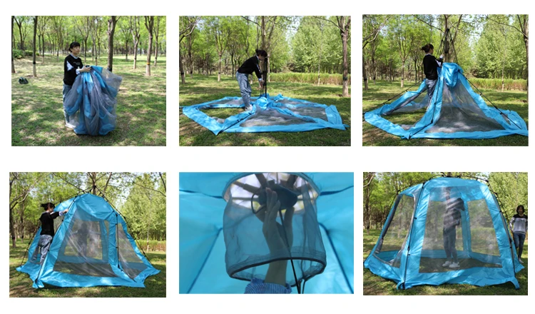 Promotion 4-6 person double layers automatic huge glamping party tent igloo camping tent
