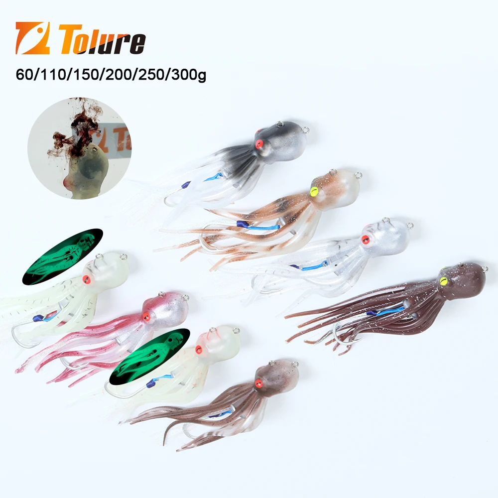 Tolure 60 г 110 150 200 250 300 ультрафиолетовая светящаяся Мягкая приманка для плавания Pesca приманки рыбалки на кальмаров осьминогов