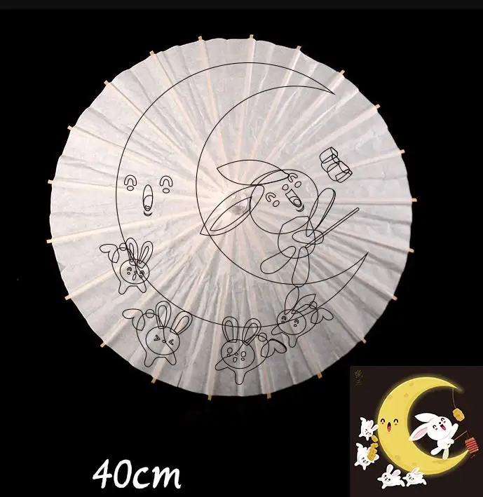 Mini Kids DIY Painted White Paper Umbrellas Art Small Handmade Handwriting Parasol Blank Oilpaper Drawing Printing Toy Umbrella