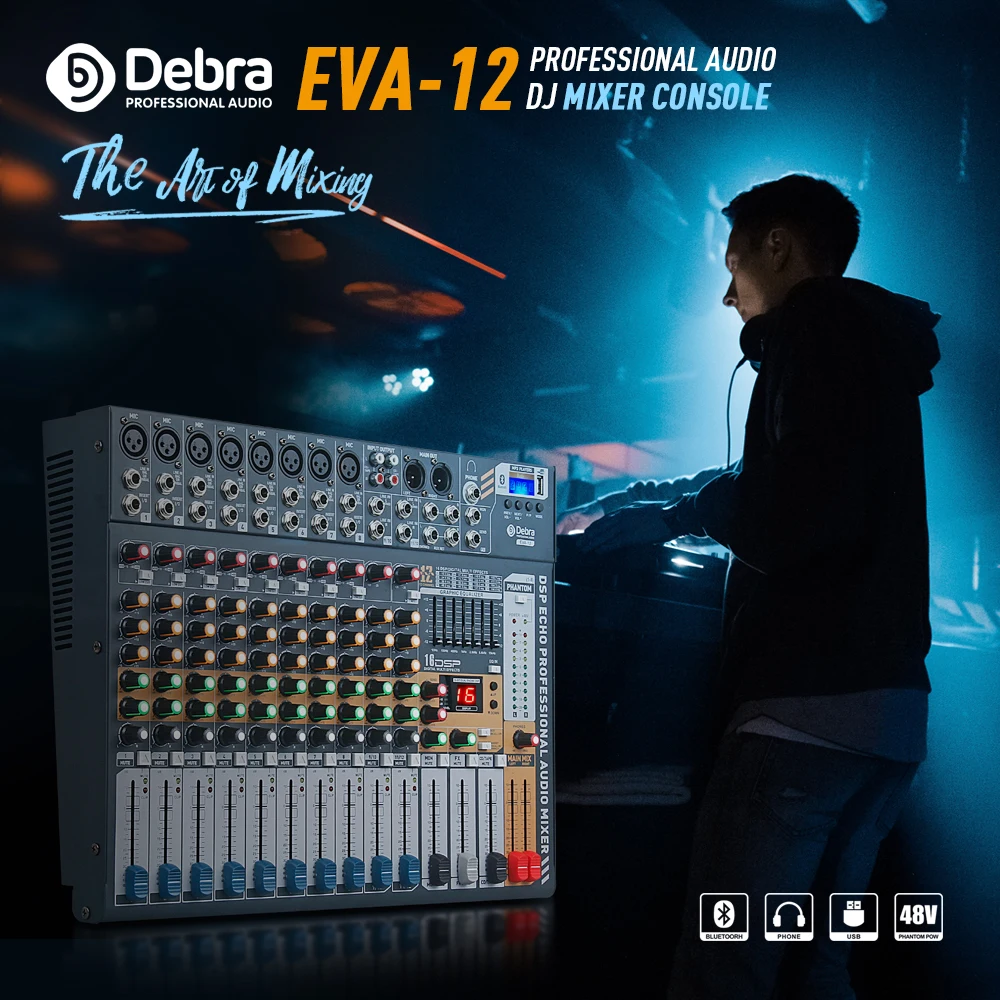 Pro Sound Powered Mixer 12Channel Karaoke professional Multifunction audio mixer DJ console with DSP EFX