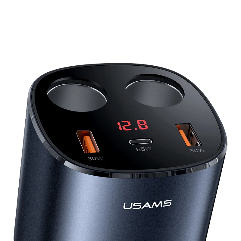 USAMS 12v car cigarette lighter socket splitter auto usb fast charge 245W power adapter for phone laptop dvr camera ipad