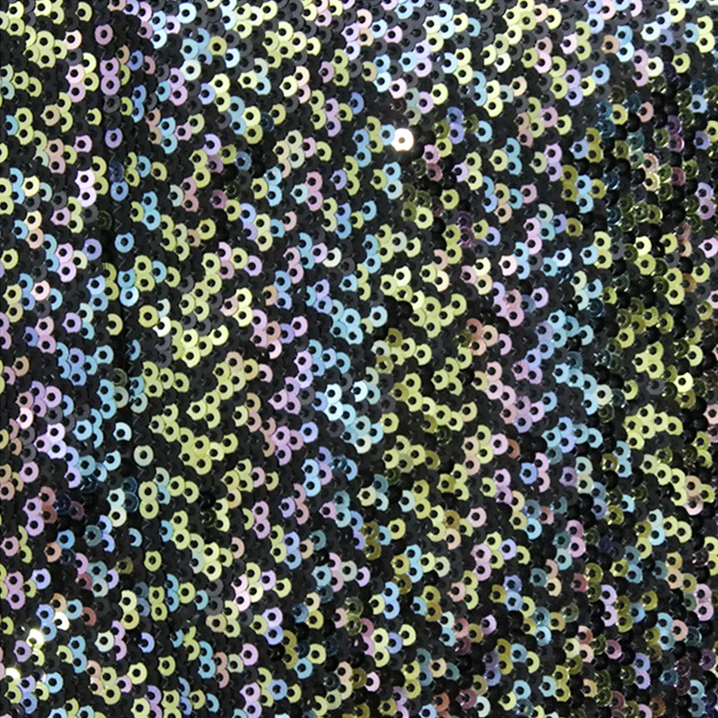 High Quality 3mm Sequin Fabric Multi-Color Wavy Bead Embroidery Cloth Wedding Dresses Skirts Lining Fashionable Knitted Girls