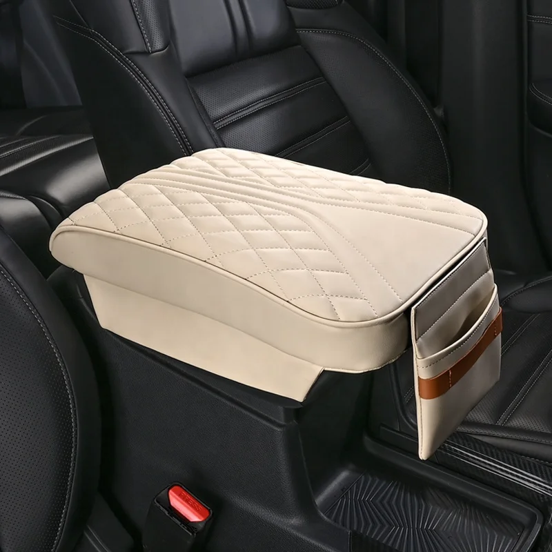 Anjuny PU Leather Car Armrest Cushion Pad for Car Universal Memory Foam Auto Center Console Seat Armrests Box Cover Hand Support
