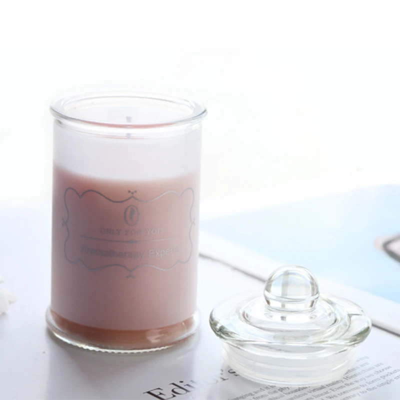 High Quality Home Decorations Lavender Glass Jar Candle Soy Wax Aromatherapy Scented Candles