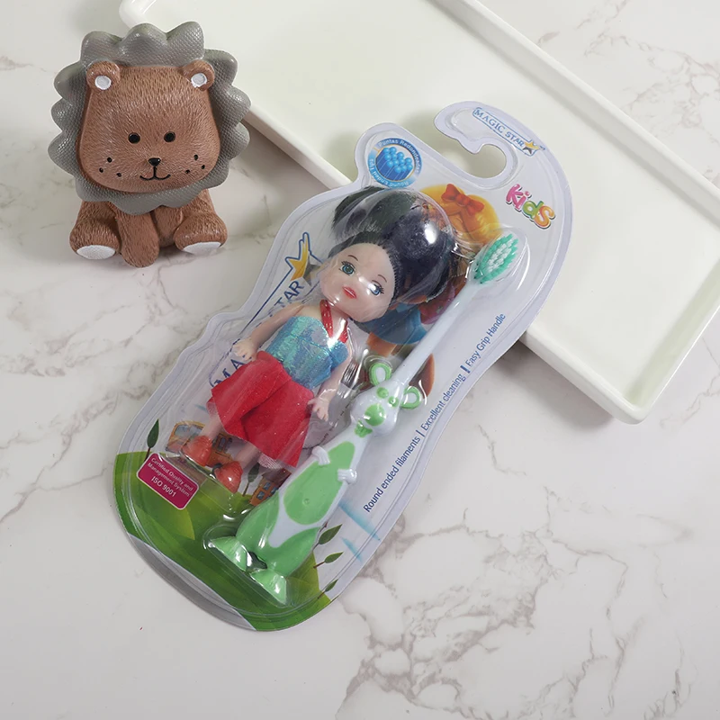 Excellent quality toothbrush kids cartoon children tooth brush with toy gift