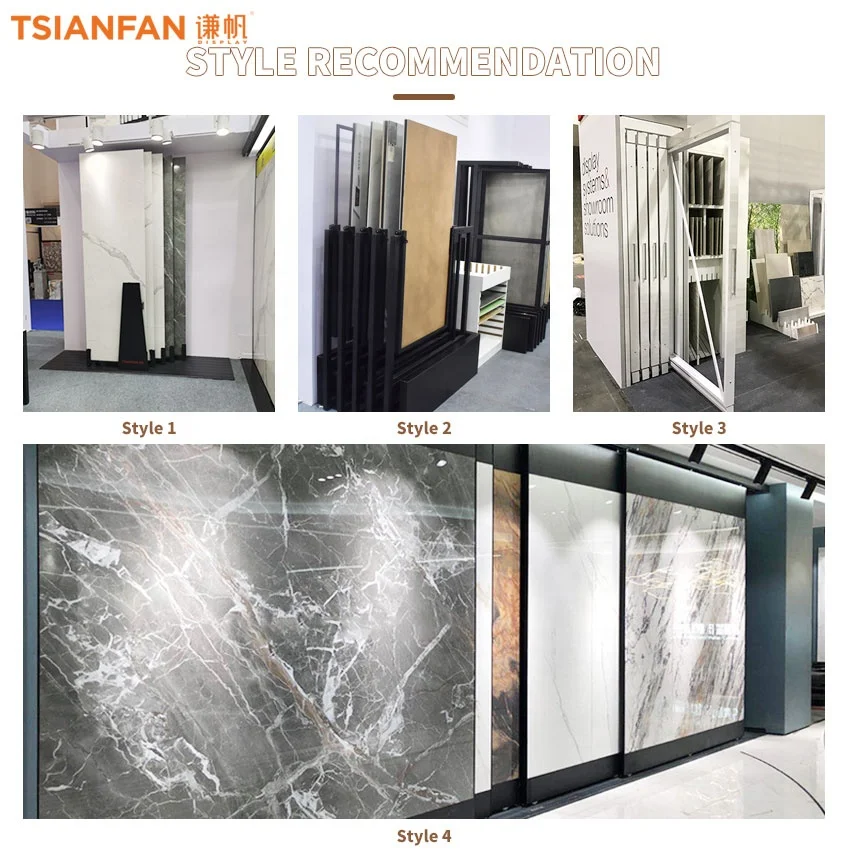 Rail-Mounted Ceramic Marble Stone Plate Showroom Display Stands Push-Pull Panel Sample Granite Metal Sliding Tiles Display Rack