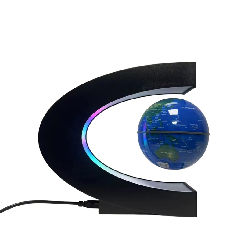 Kinglobe Small size creative gifts Home decor Nightlight fixtures Customizable C-type magnetic levitation globe