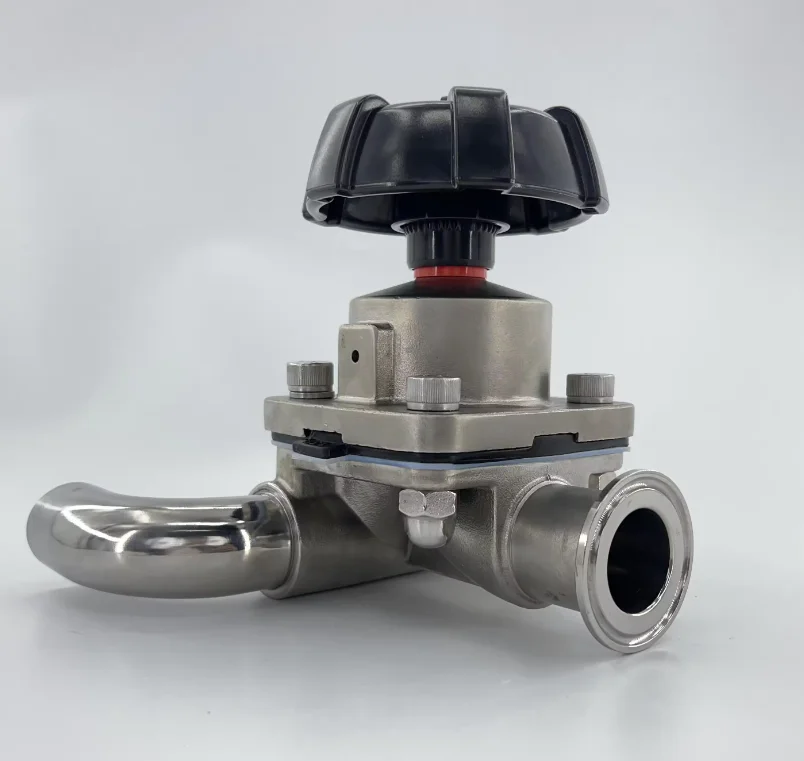 Three Way Tri Clamp Diaphragm Valve Quick Fit Type ss304 Sanitary Manual Aseptic Diaphragm Valve
