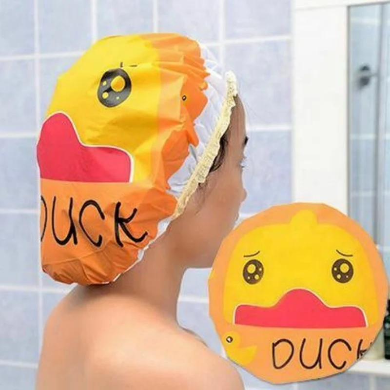 Cartoon Animal Waterproof Shower Bath Hair Cap Resuable Lace Elastic Band Blow Dryer Hair Steamer